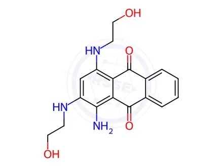 Chemical structure of 1-amino-2,4-bis((2-hydroxyethyl)amino)anthracene-9,10-dione