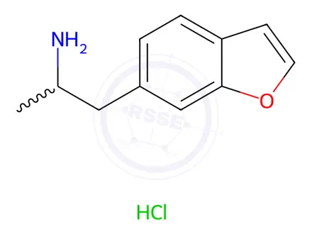 Chemical structure of a-ethyl-6-benzofuran Ethanamine ydrochloride
