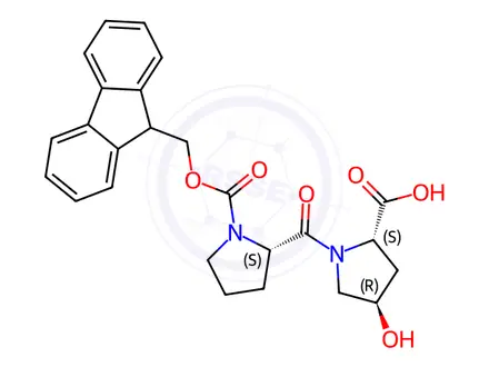Chemical structure of N-(Fmoc-L-prolyl)-(4R)-4-hydroxy-L-proline