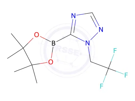 Chemical structure of 5-(4,4,5,5-tetramethyl-1,3,2-dioxaborolan-2-yl)-1-(2,2,2-trifluoroethyl)-1H-1,2,4-triazole