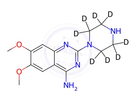 Chemical structure of 2-Piperazinyl-4-amino-6,7-dimethoxyquinazoline-d8