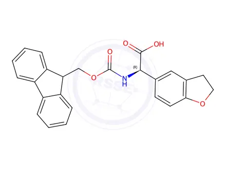 Chemical structure of (R)-2-((((9H-Fluoren-9-yl)methoxy)carbonyl)amino)-2-(2,3-dihydrobenzofuran-5-yl)acetic acid