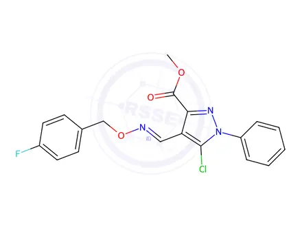 Chemical structure of Methyl 5-chloro-4-({[(4-fluorobenzyl)oxy]imino}methyl)-1-phenyl-1H-pyrazole-3-carboxylate
