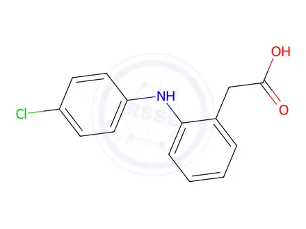 Chemical structure of Benzeneacetic acid, 2-[(4-chlorophenyl)amino]-