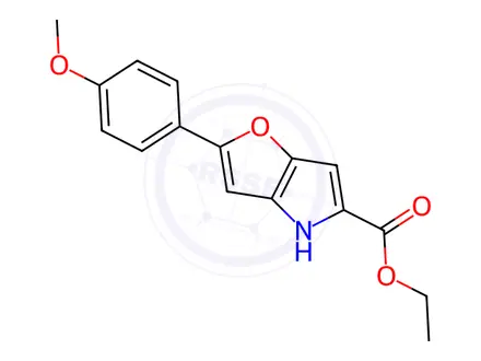 Chemical structure of 2-(4-Methoxyphenyl)-4H-furo[3,2-b]pyrrole-5-carboxylic Acid Ethyl Ester