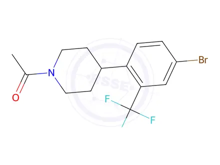 Chemical structure of 1-(4-(4-Bromo-2-(trifluoromethyl)phenyl)piperidin-1-yl)ethanone
