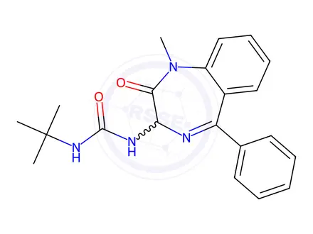 Chemical structure of 3-tert-Butyl-1-(1-methyl-2-oxo-5-phenyl-2,3-dihydro-1H-1,4-benzodiazepin-3-yl)urea