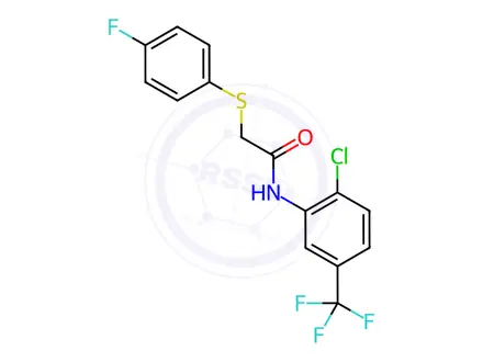 Chemical structure of N-(2-chloro-5-(trifluoromethyl)phenyl)-2-((4-fluorophenyl)thio)acetamide