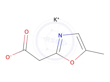 Chemical structure of potassium 2-(5-methyl-1,3-oxazol-2-yl)acetate