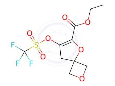 Chemical structure of Ethyl 7-(((trifluoromethyl)sulfonyl)oxy)-2,5-dioxaspiro[3.4]oct-6-ene-6-carboxylate