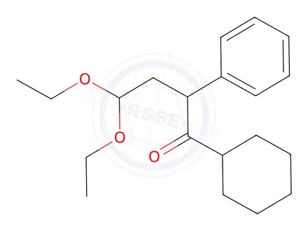 Chemical structure of 1-Butanone, 1-cyclohexyl-4,4-diethoxy-2-phenyl-