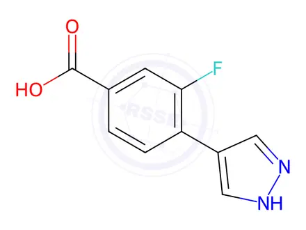 Chemical structure of 3-fluoro-4-(1H-pyrazol-4-yl)benzoic acid
