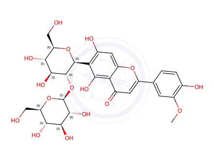 Chemical structure of 6-((2S,3R,4S,5S,6R)-4,5-Dihydroxy-6-(hydroxymethyl)-3-(((2S,3R,4S,5S,6R)-3,4,5-trihydroxy-6-(hydroxymethyl)tetrahydro-2H-pyran-2-yl)oxy)tetrahydro-2H-pyran-2-yl)-5,7-dihydroxy-2-(4