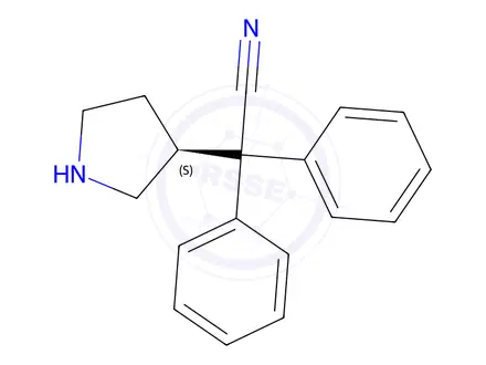 Chemical structure of (S)-2,2-Diphenyl-2-(pyrrolidin-3-yl)acetonitrile