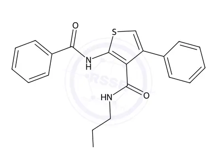 Chemical structure of 2-Benzamido-N-(2-hydroxyethyl)-4-phenylthiophene-3-carboxamide