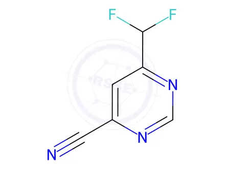 Chemical structure of 6-(Difluoromethyl)pyrimidine-4-carbonitrile