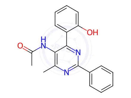 Chemical structure of Acetamide, N-[4-(2-hydroxyphenyl)-6-methyl-2-phenyl-5-pyrimidinyl]-