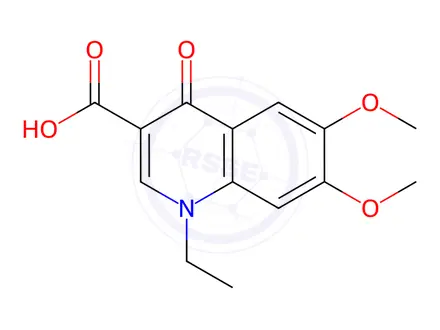 Chemical structure of 1,4-Dihydro-6,7-methylenedioxy-1-ethyl-4-oxosynoline-3-carbonoic acid