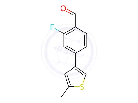 Chemical structure of 2-fluoro-4-(5-methylthiophen-3-yl)benzaldehyde