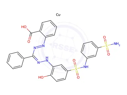 Chemical structure of [o-[5-[2-hydroxy-5-[(m-sulphamoylphenyl)sulphamoyl]phenyl]-3-phenyl-1-formazano]benzoato(2-)]copper