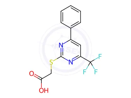 Chemical structure of {[4-Phenyl-6-(trifluoromethyl)pyrimidin-2-yl]-thio}acetic acid