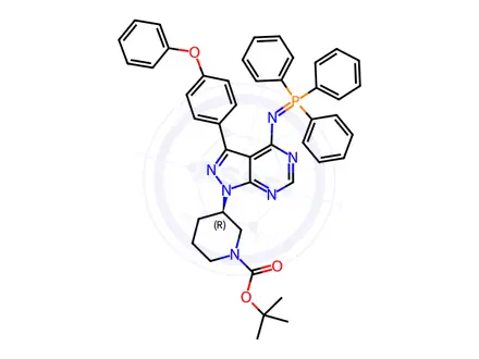 Chemical structure of tert-Butyl (R)-3-(3-(4-phenoxyphenyl)-4-((triphenyl-l5-phosphaneylidene)amino)-1H-pyrazolo[3,4-d]pyrimidin-1-yl)piperidine-1-carboxylate