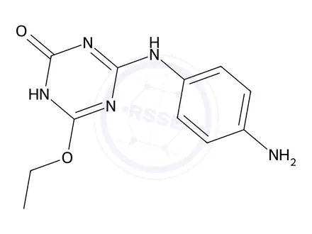Chemical structure of 4-((4-Aminophenyl)amino)-6-ethoxy-1,3,5-triazin-2(1H)-one