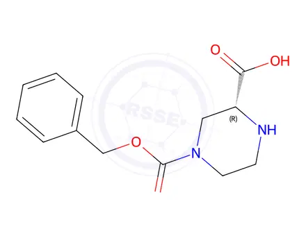 Chemical structure of (S)-4-N-Cbz-Piperazine-2-Carboxylic Acid