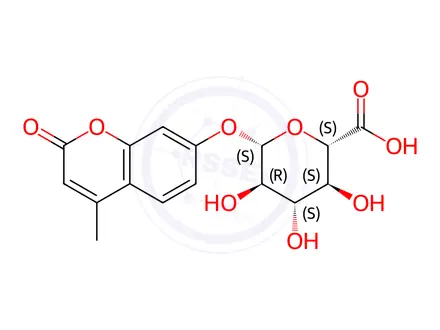 Chemical structure of 4-Methylumbelliferyl-β-D-glucuronide