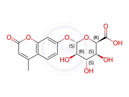Chemical structure of 4-Methylumbelliferyl α-L-Iduronide (free acid)