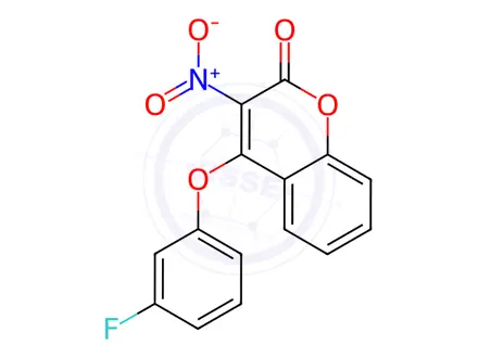 Chemical structure of 4-(3-Fluorophenoxy)-3-nitro-2H-chromen-2-one