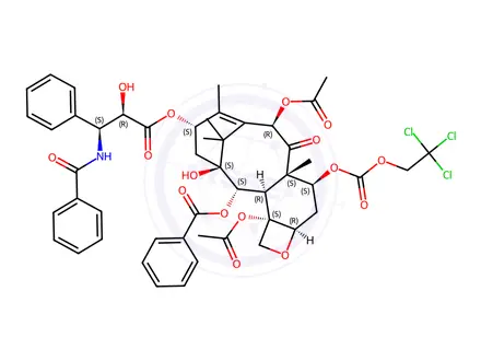 Chemical structure of 7-{[(2,2,2,-Trichloroethyl)oxy]carbonyl} Paclitaxel