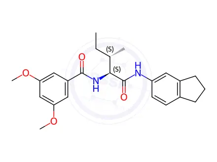 Chemical structure of Benzamide, N-[1-[[(2,3-dihydro-1H-inden-5-yl)amino]carbonyl]-2-methylbutyl]-3,5-dimethoxy-(9CI)