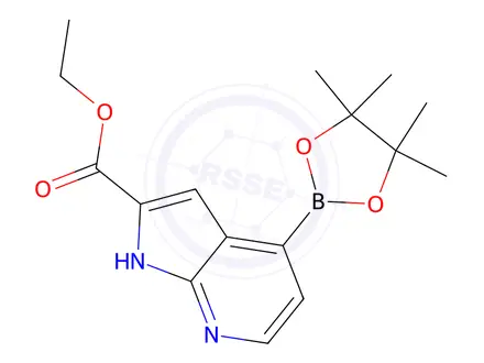 Chemical structure of 4-(4,4,5,5-tetramethyl-1,3,2-dioxaborolan-2-yl)-1H-Pyrrolo[2,3-b]pyridine-2-carboxylic acid ethyl ester