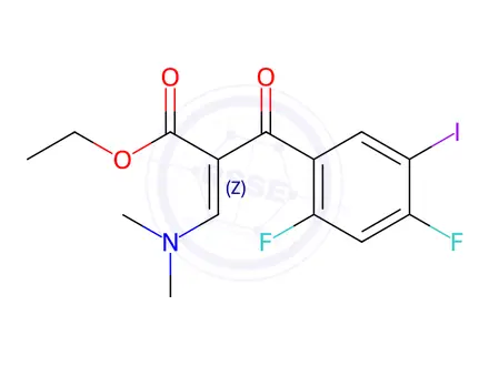 Chemical structure of Ethyl (Z)-2-(2,4-difluoro-5-iodobenzoyl)-3-(dimethylamino)acrylate