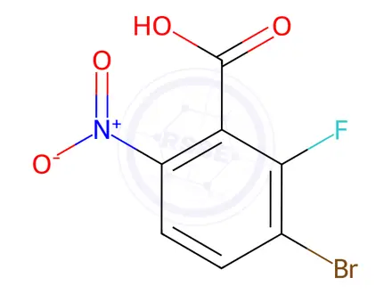 Chemical structure of 3-Bromo-2-fluoro-6-nitro-benzoic acid