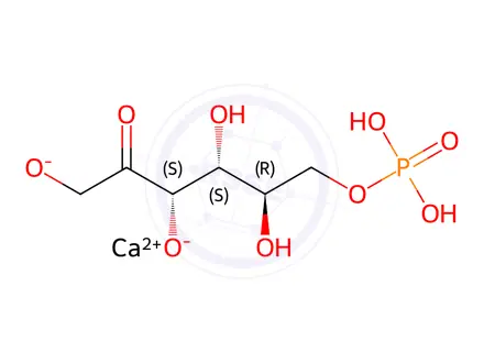 Chemical structure of Fructose, 6-(dihydrogen phosphate), calcium salt, d-