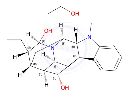 Chemical structure of ajmalan-17(R),21alpha-diol, compound with ethanol (1:1)