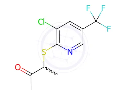 Chemical structure of 3-{[3-chloro-5-(trifluoromethyl)-2-pyridinyl]sulfanyl}-2-butanone
