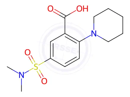 Chemical structure of 5-(Dimethylsulfamoyl)-2-(piperidin-1-yl)benzoic acid