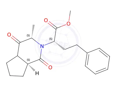 Chemical structure of (2S)-methyl 2-((3S,7aS)-3-methyl-1,4-dioxohexahydro-1H-cyclopenta[c]pyridin-2(3H)-yl)-4-phenylbutanoate