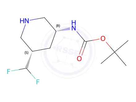 Chemical structure of tert-Butyl ((3R,5S)-5-(difluoromethyl)piperidin-3-yl)carbamate