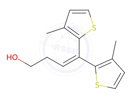 Chemical structure of 4,4-Bis(3-methylthiophen-2-yl)but-3-en-1-ol