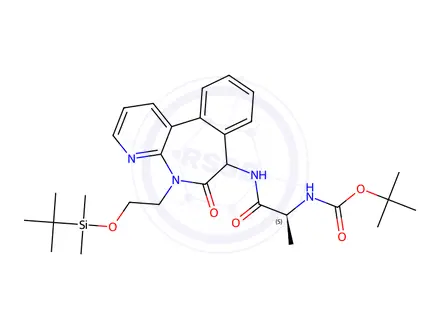 Chemical structure of tert-butyl N-[(1S)-2-[[5-[2-(tert-butyl(dimethyl)silyl)oxyethyl]-6-oxo-7H-pyrido[2,3-d][3]benzazepin-7-yl]amino]-1-methyl-2-oxo-ethyl]carbamate