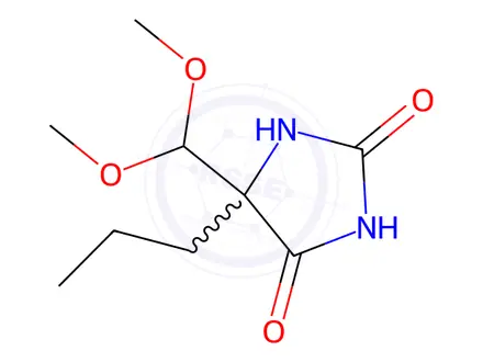 Chemical structure of 5-(Dimethoxymethyl)-5-propylimidazolidine-2,4-dione