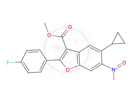 Chemical structure of Methyl 5-cyclopropyl-2-(4-fluorophenyl)-6-nitrobenzofuran-3-carboxylate
