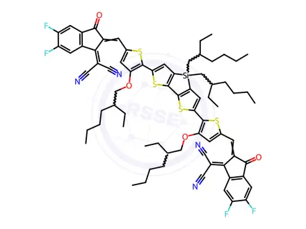 Chemical structure of 2,2'-((2Z,2'Z)-(((4,4-bis(2-ethylhexyl)-4H-silolo[3,2-b:4, 5-b']dithiophene-2,6-diyl)bis(4-((2-ethylhexyl)oxy)thio phene-5,2-diyl))bis(methanylylidene))bis(5,6-difluoro-3-oxo-2,3-dihydro-1H-indene-2,1-diylidene))dimalono nitrile