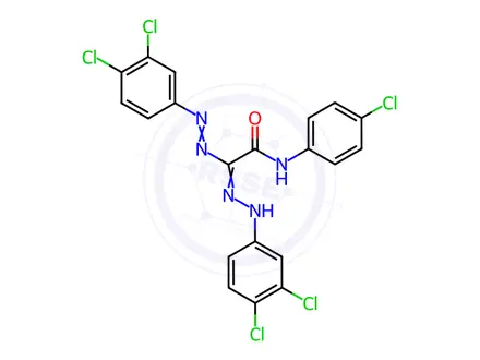 Chemical structure of N-(4-Chlorophenyl)-1-[(E,Z)-N'-[(3,4-dichlorophenyl)amino]-N-[(3,4-dichlorophenyl)imino]carbamimidoyl]formamide
