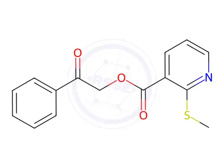 Chemical structure of 2-Oxo-2-phenylethyl 2-(methylthio)nicotinate