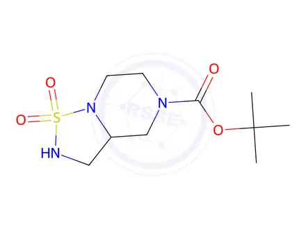 Chemical structure of tert-butyl 1,1-dioxo-hexahydro-2H-1$l^{6},2,5,8-[1$l^{6},2,5]thiadiazolo[2,3-a]piperazine-5-carboxylate